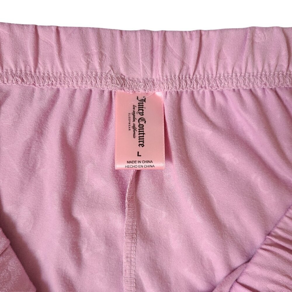 Juicy Couture Pink Pajama Set Womens Large Pants Collard Shirt Fall Winter Pjs - Picture 12 of 16